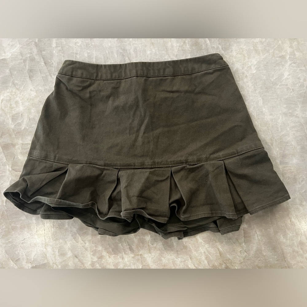 Treasure & Bond Olive Green Cotton Pleated Skirt for Girls Size Medium